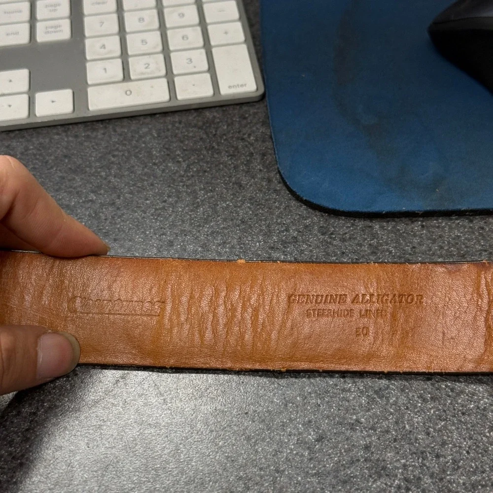 Alligator Belt Mens 30 Brown Good Exotic Leather Steerhide Lined